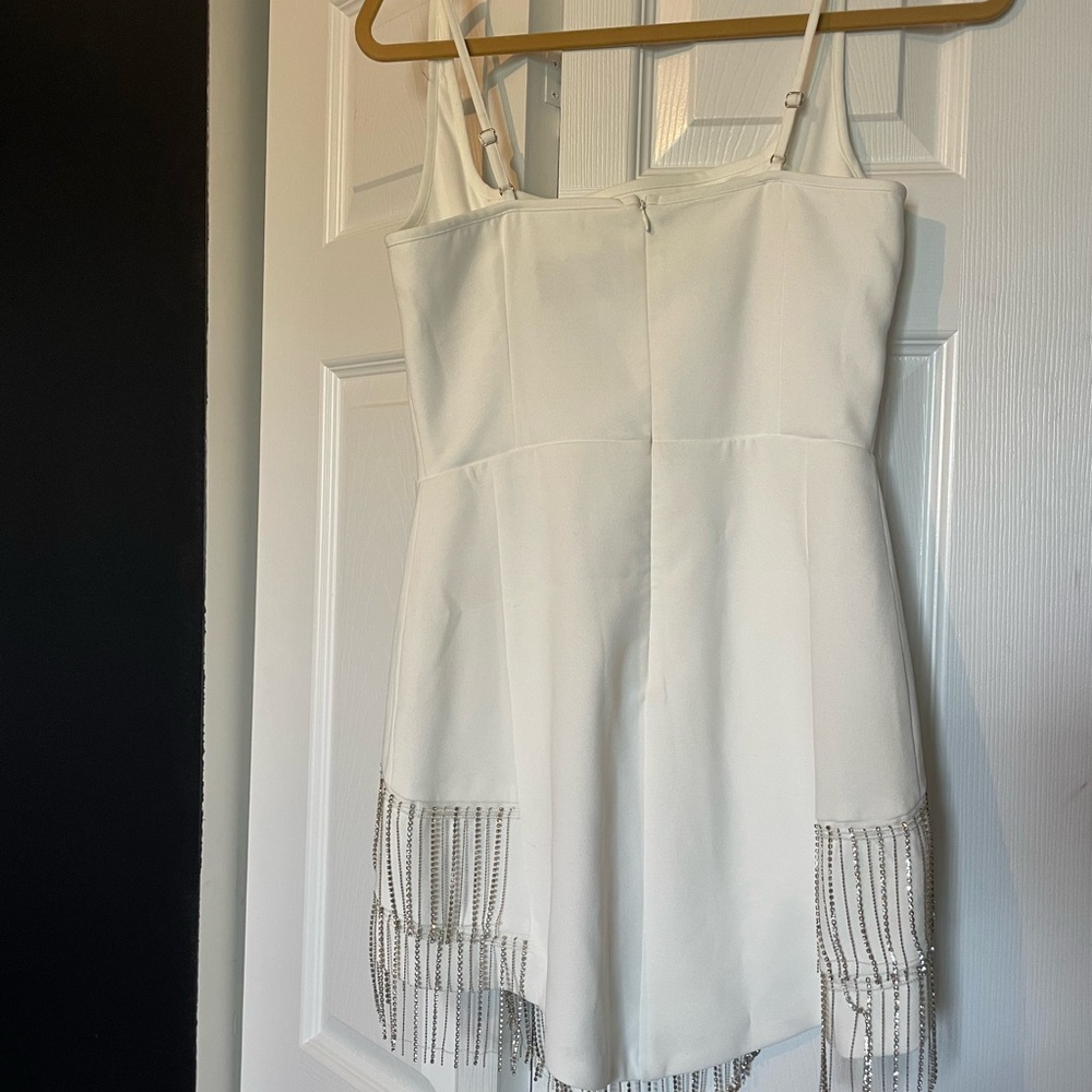 White Rhinestone Fringe Dress - Picture 3 of 4